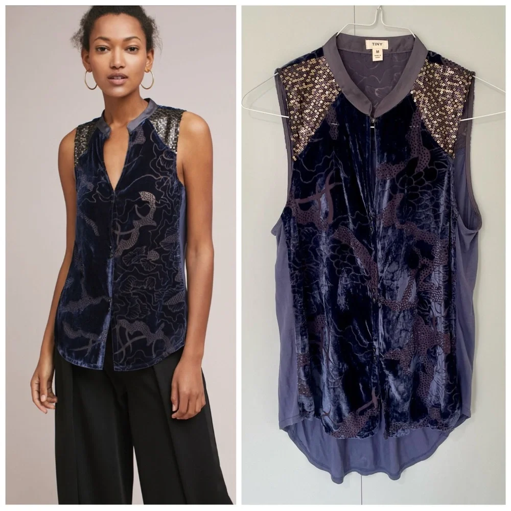 TINY x ANTHROPOLOGIE Velvet Ileana Tank Top - Picture 1 of 12